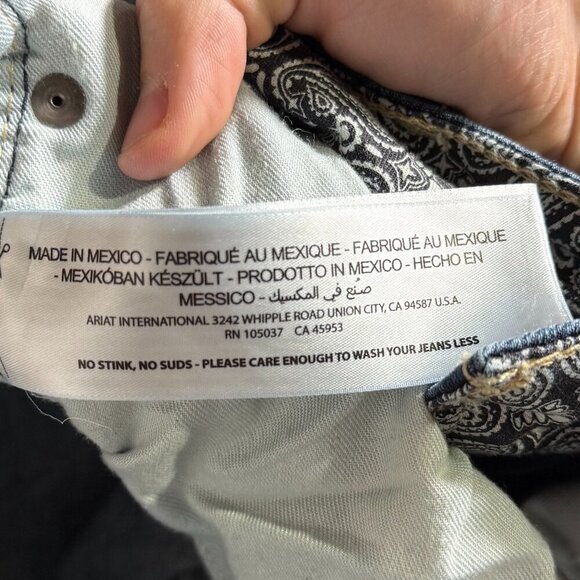 Ariat REAL Bootcut Riding Jeans Whipstitch Dark Blue Low Rise Fray Hem Size 28 - Picture 11 of 14